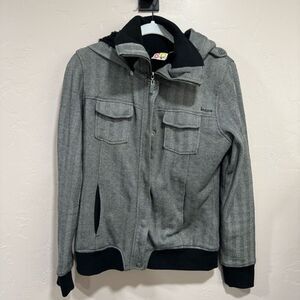 Roxy Jacket Full Zip Jacket Collared Jacket Snap On Jacket Blue Black Womens Med